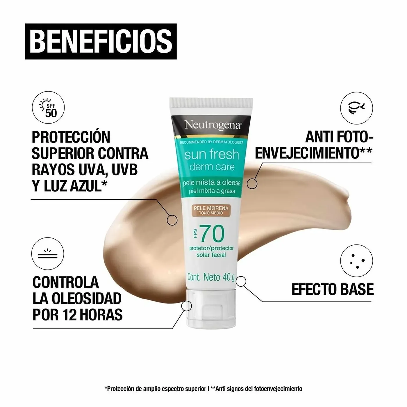NEUTROGENA PROTECTOR FACILA TONO MEDIO FPS 70 40G