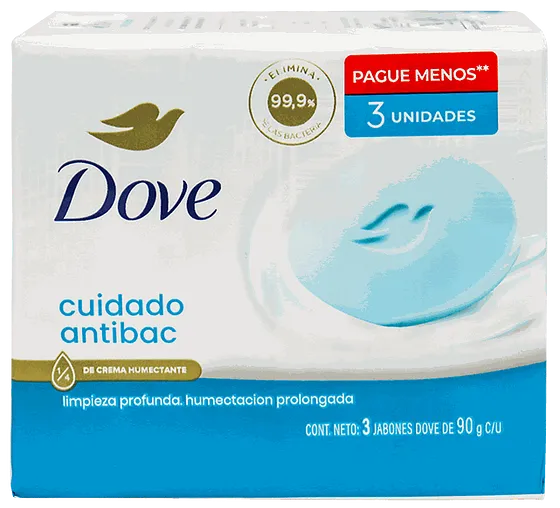 DOVE JABON CUIDADO ANTIBAC 3PACK