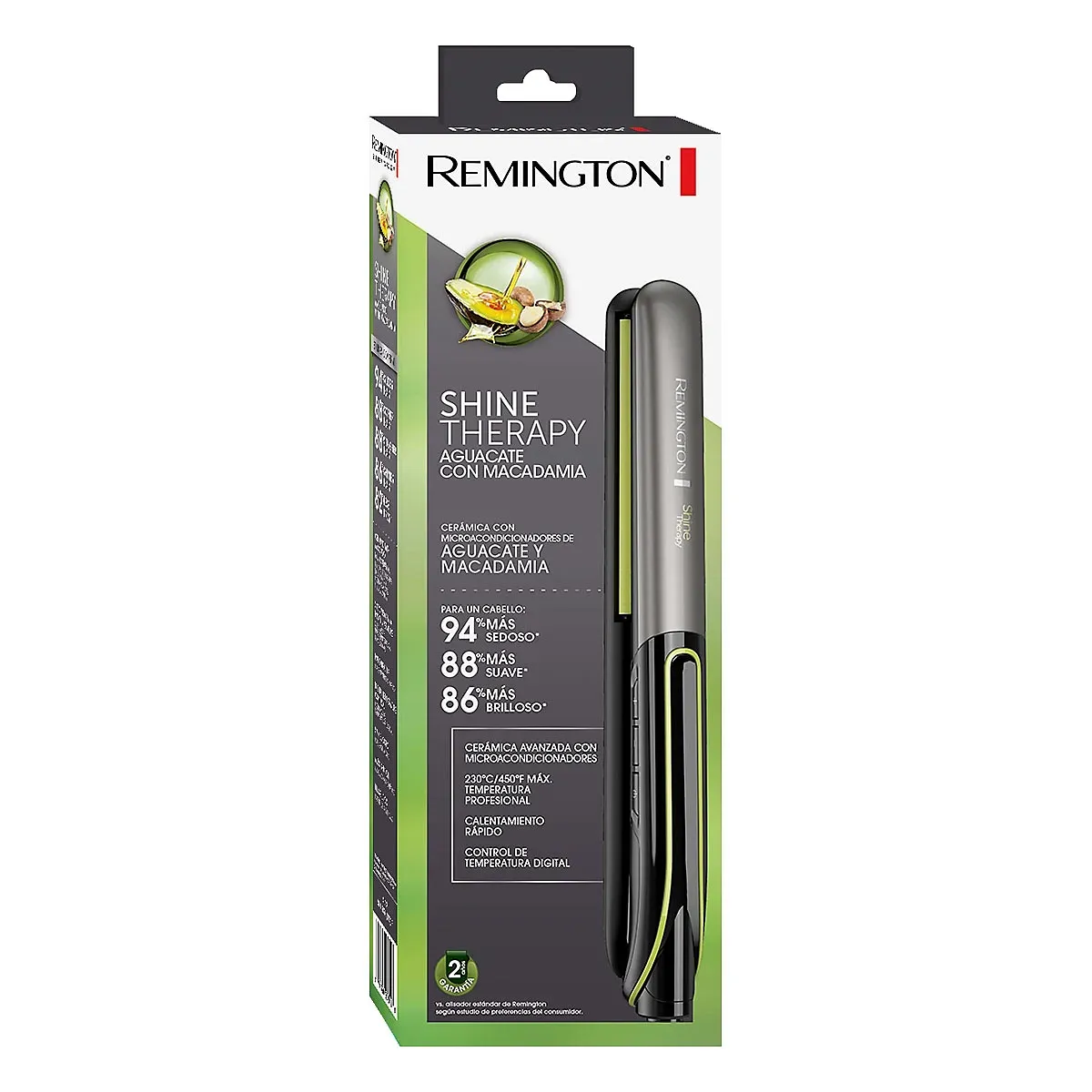 REMINGTON PLANCHA SHINE THERAPY AGUACATE S12A 450F