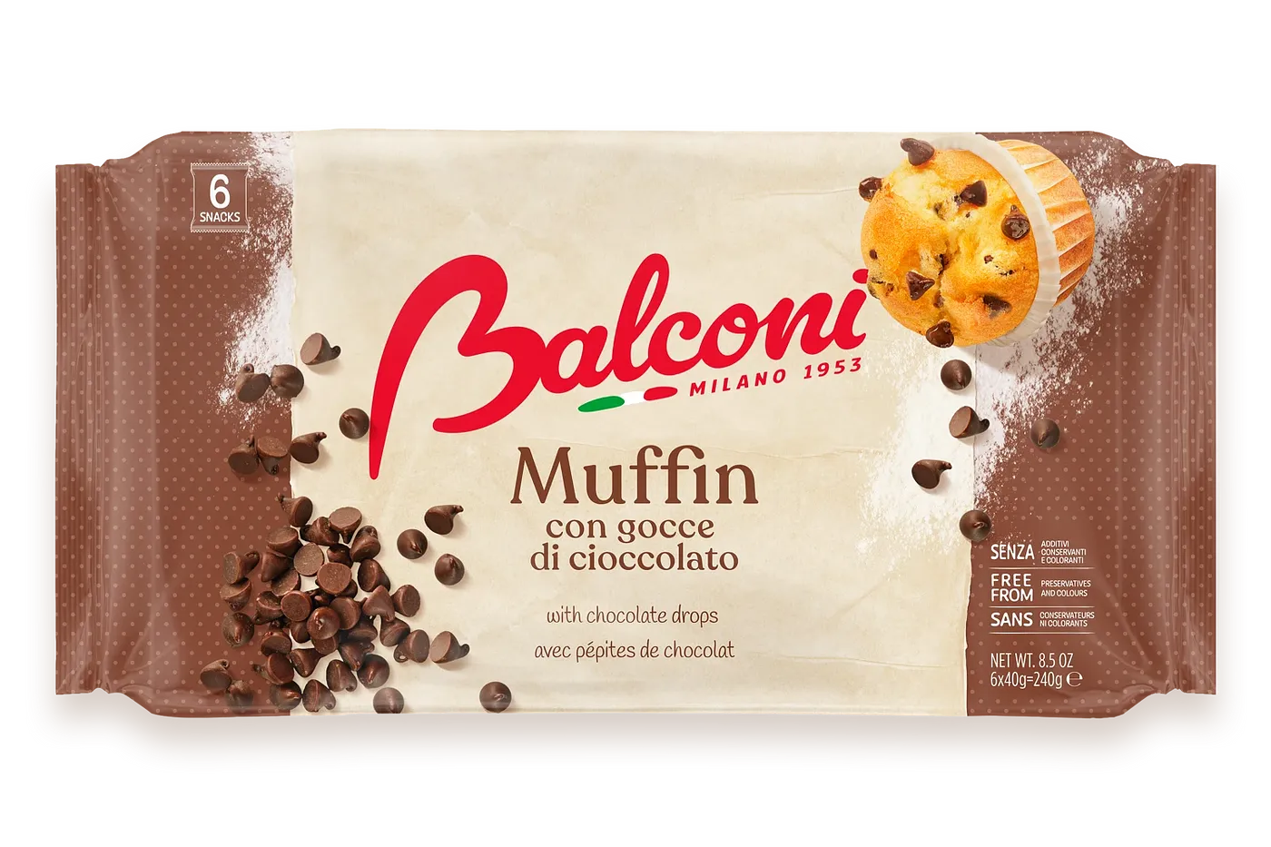BALCONI CHOCOLATE CHIPS MUFFIN 6X40G