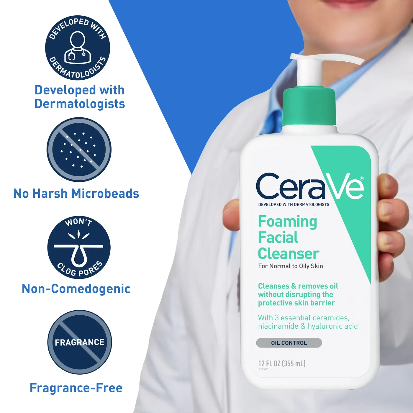 CERAVE FOAMING FACIAL CLEANSER 16 OZ