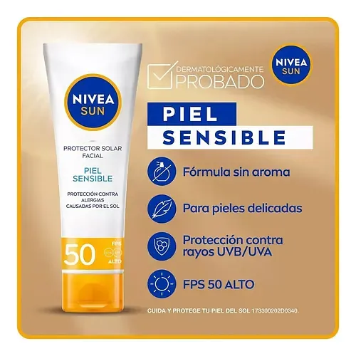 NIVEA PROTECTOR FACIAL PIEL SANSIBLE SPF50 50ML
