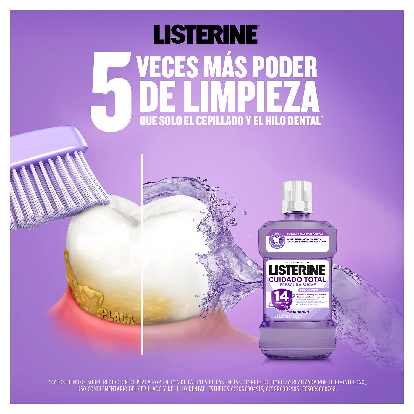 LISTERINE CUIDADO TOTAL FRESCURA SUAVE 500ML