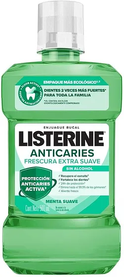 LISTERINE ANTICARIES FRESCURA EXTRA SUAVE 500ML