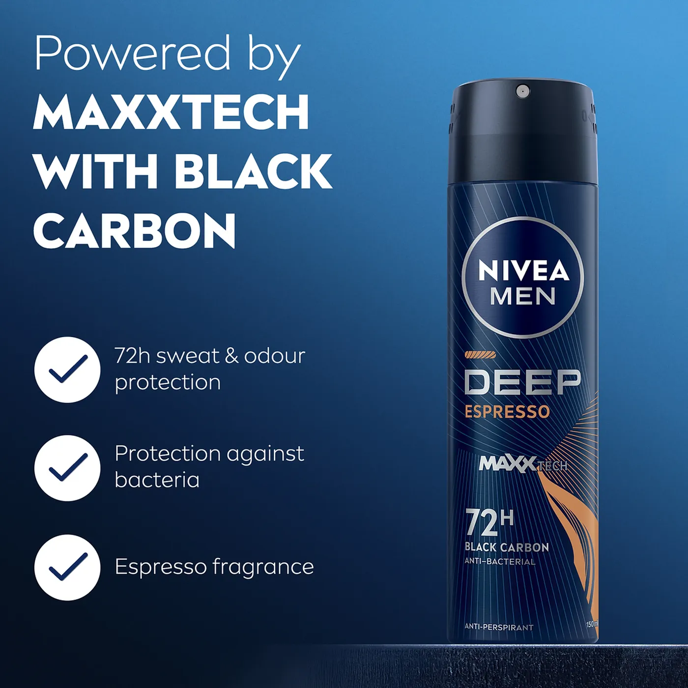 Nivea Men Spray Antitranspirante Deep Espresso 150ml 72h