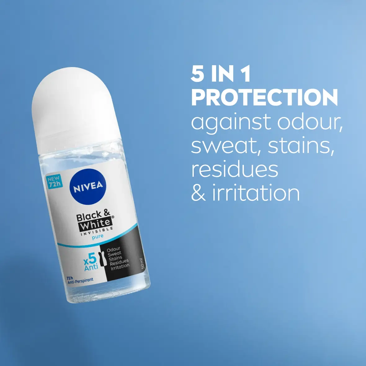 NIVEA ROLL ON BLACK & WHITE INVISIBLE PURE 50ML
