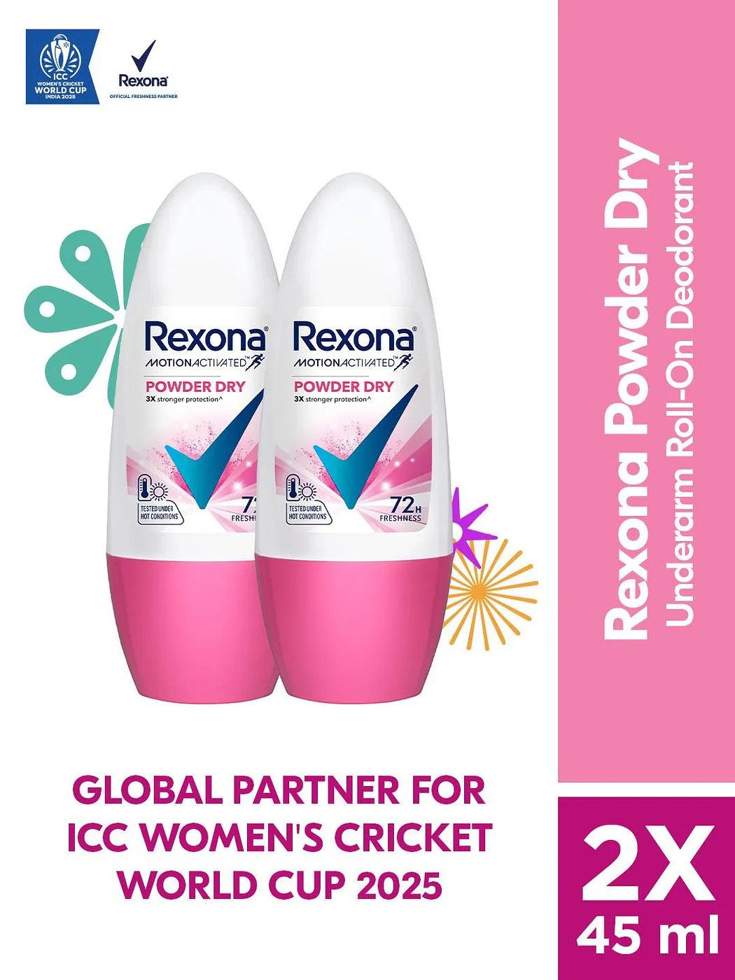 REXONA ROLL ON 2PACK POWDER 50ML