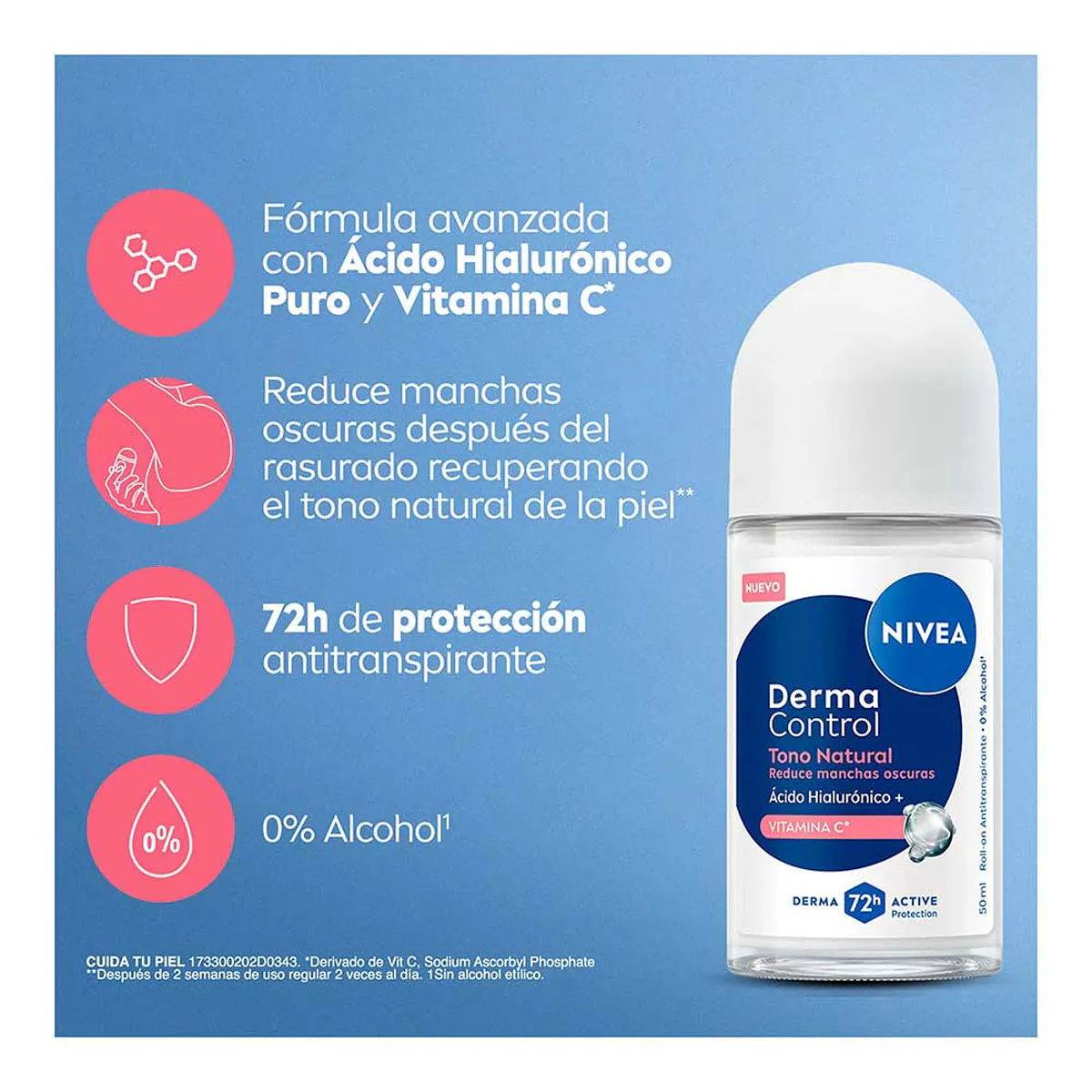 NIVEA DEO ROLL ON DERMA TONO NATURAL 50ML