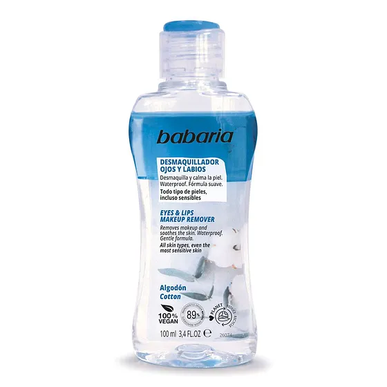 BABARIA DESMAQUILLANTE OJOS Y LABIOS ALGODON 100ML