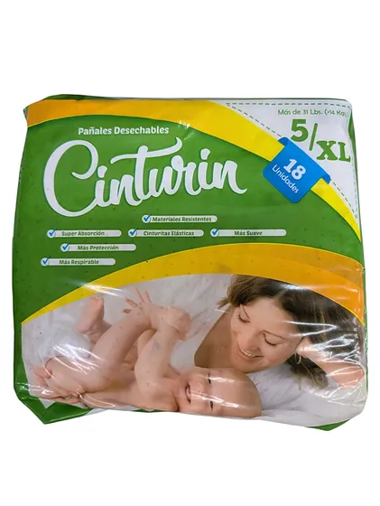 PANALES CINTURIN PAÑALES 5XL 18PCS