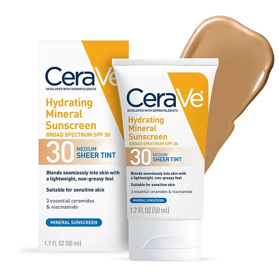 CERAVE HYDRATING MINERAL SUNSCREEN SPF30 MEDIUM 1.7oz