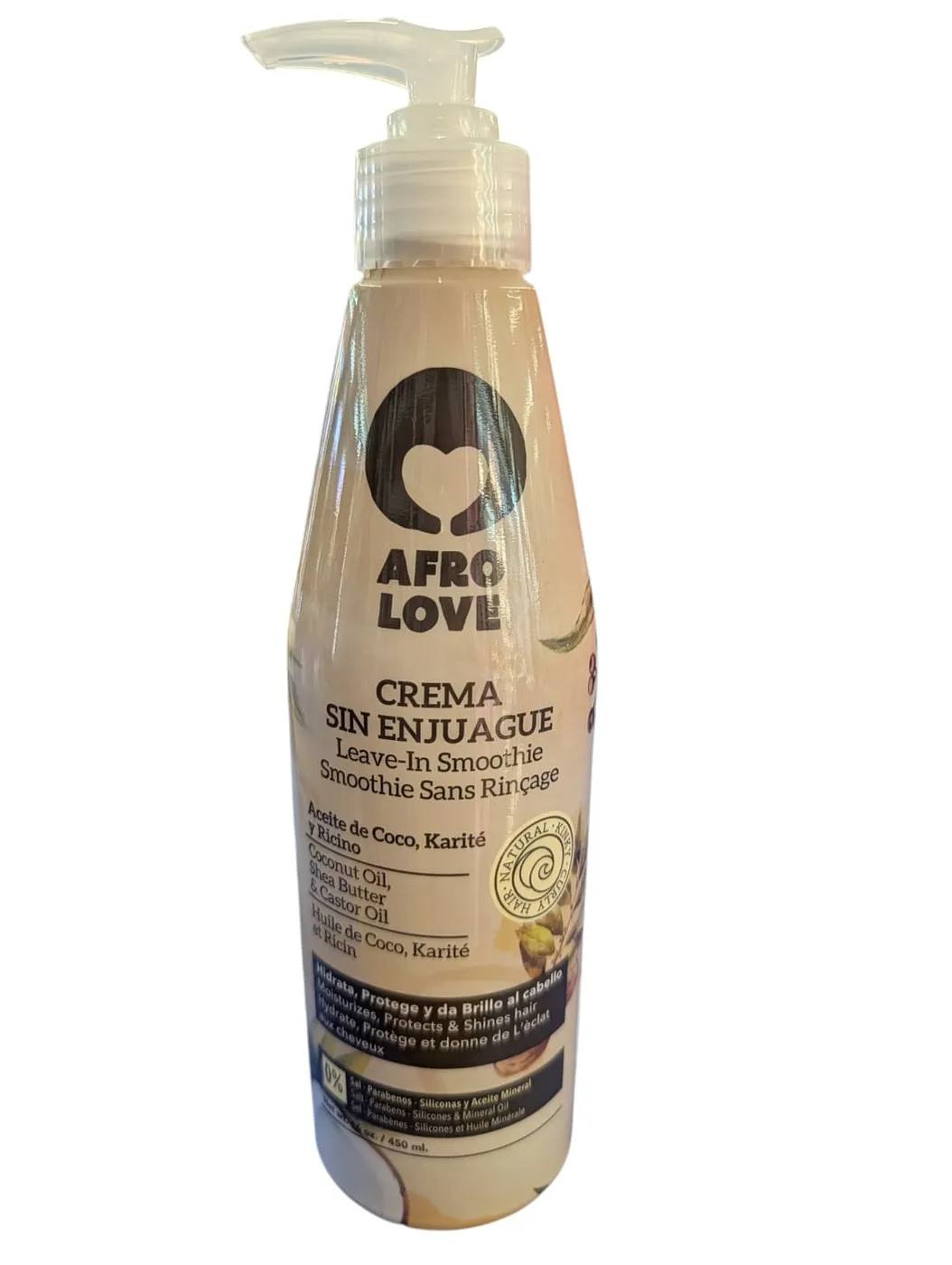 AFRO LOVE CREM SIN ENJUAGUE COCO, KARITE Y RICINO 16OZ