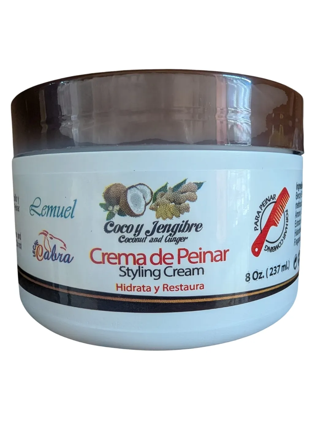 CREMA PEINAR COCO Y JENGIBRE LEMUEL 8 OZ
