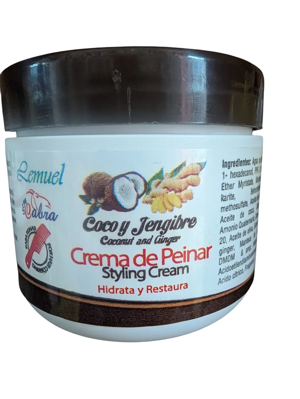 CREMA PEINAR COCO Y JENGIBRE  LEMUEL 4 OZ