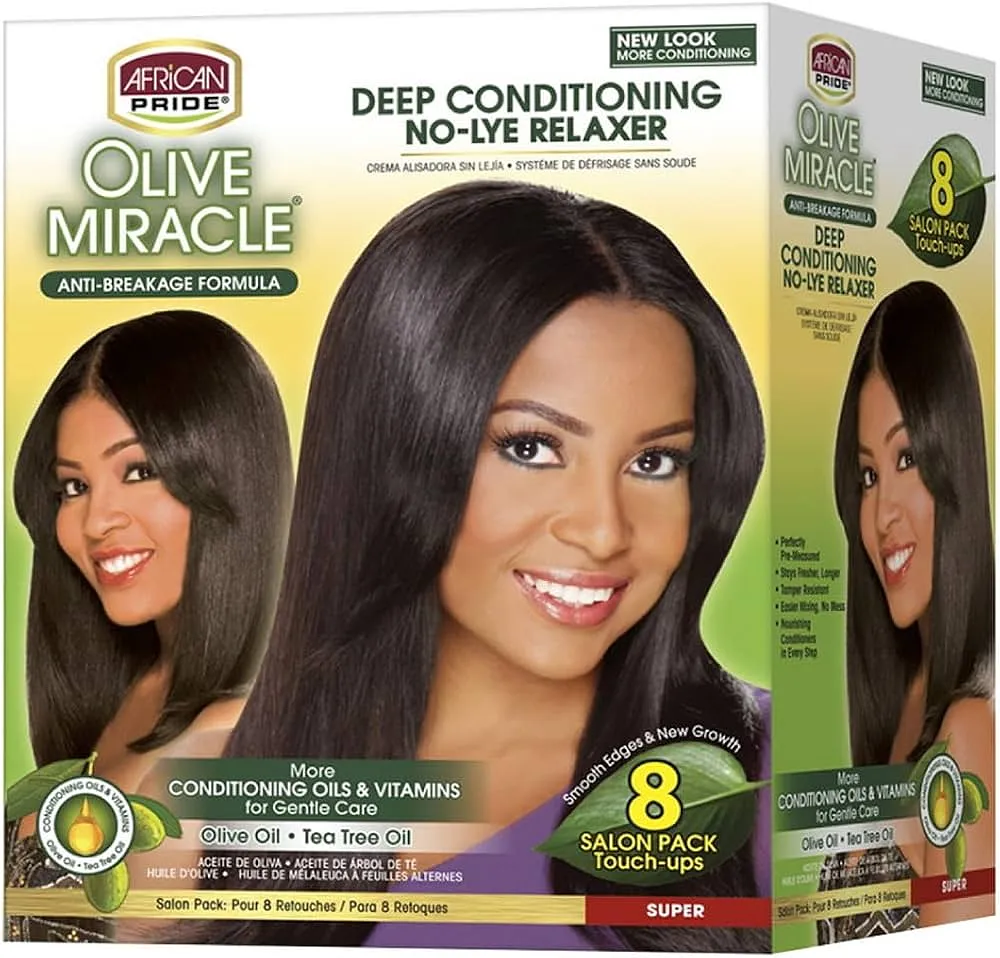 AFRICAN PRIDE RELAXER KIT OLIVE MIRACLE SUPER 8PACK