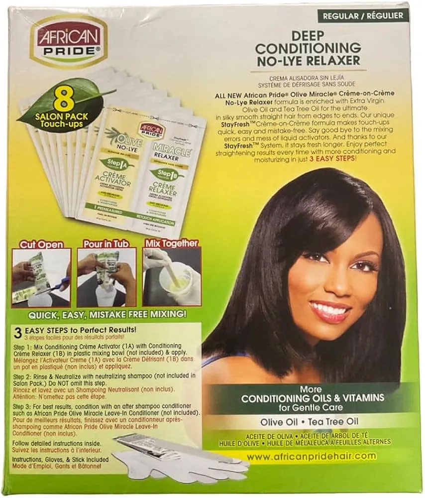 AFRICAN PRIDE RELAXER KIT OLIVE MIRACLE SUPER 8PACK