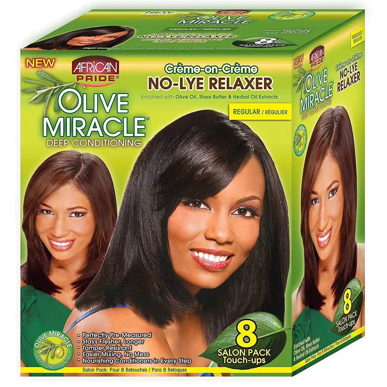 AFRICAN PRIDE RELAXER KIT OLIVE MIRACLE REGULAR 8PACK