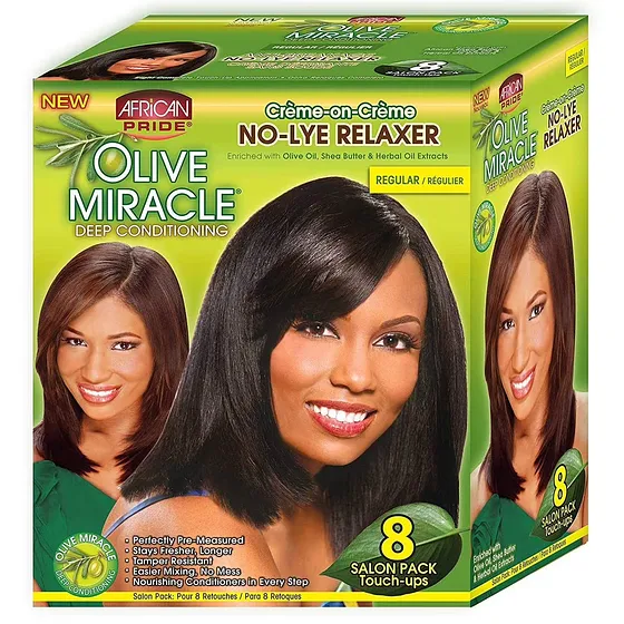 AFRICAN PRIDE RELAXER KIT OLIVE MIRACLE REGULAR 8PACK