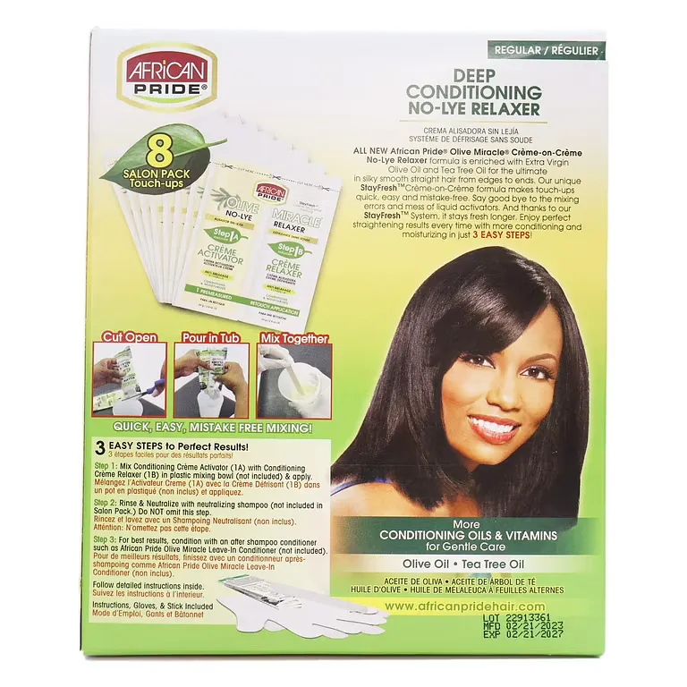 AFRICAN PRIDE RELAXER KIT OLIVE MIRACLE REGULAR 8PACK